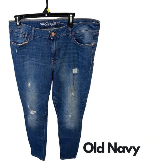 Old Navy | Mid-Rise Distressed Rockstar Skinny Jeans |  Size 14 [66] - Picture 1 of 6